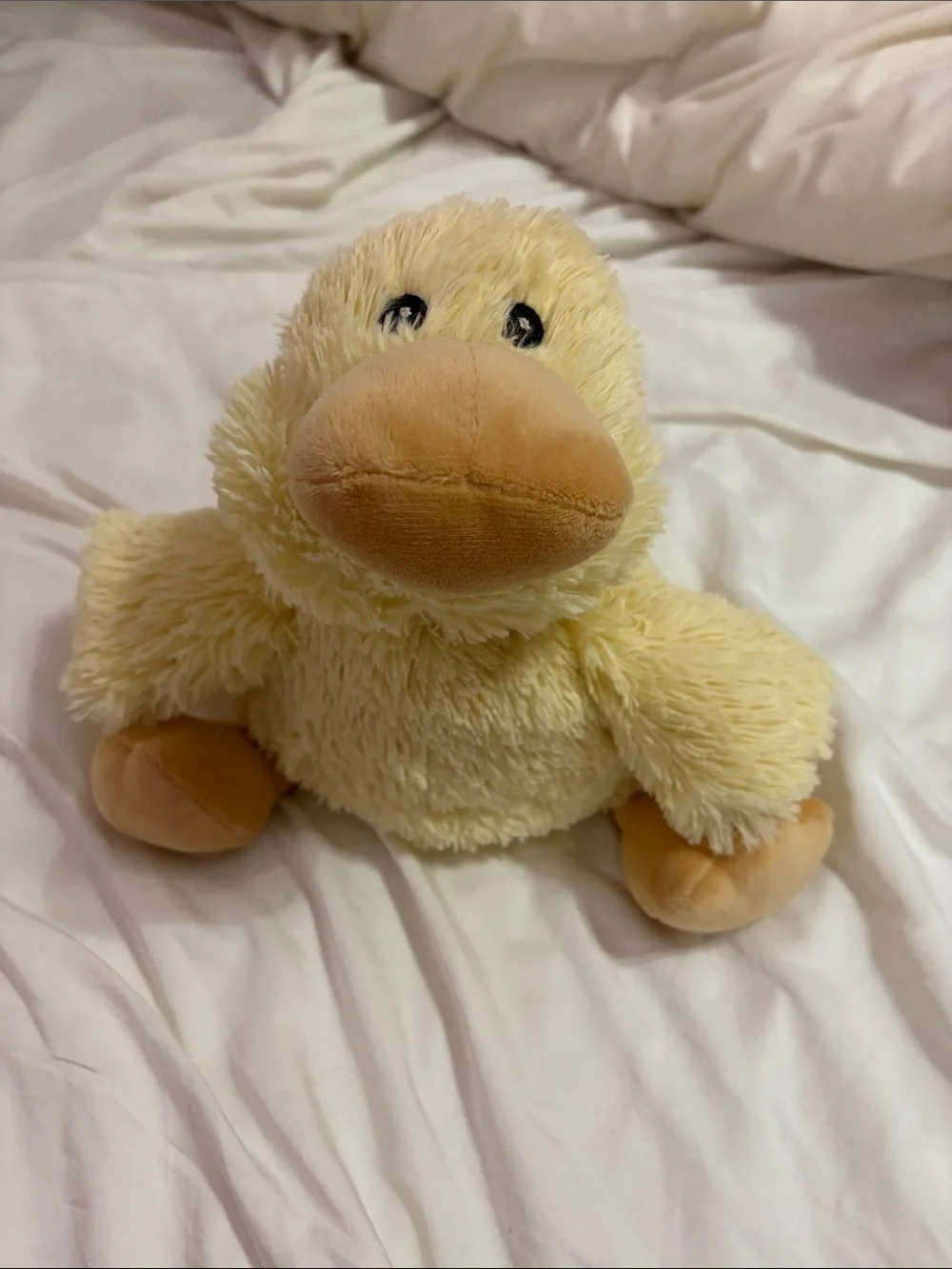 Plush Cream Yellow Duck Toy with Tan Beak and Feet